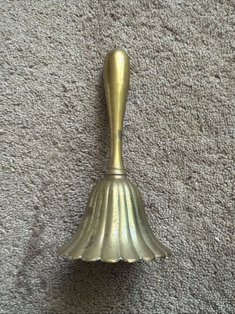 Vtg Scalloped Brass Bell Large Decorative School Church Dinner Bell 7” India